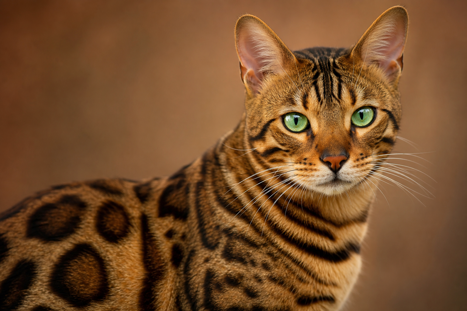 Close-up portrait of a Bengal cat