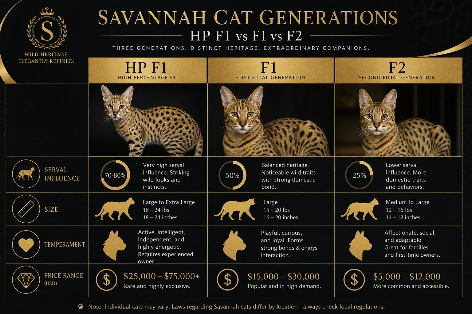 Savannah generations comparison infographic