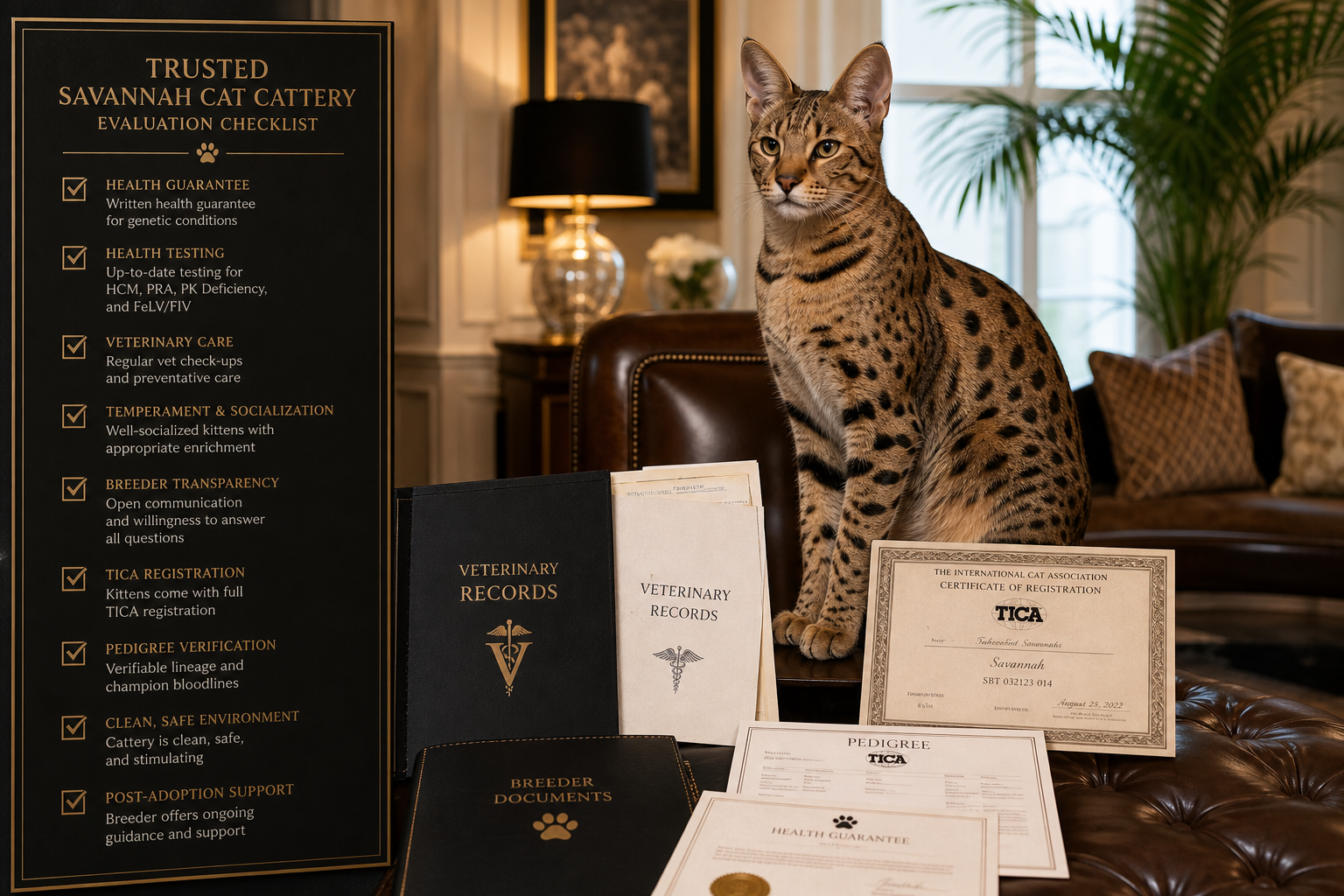 Trusted Savannah cattery checklist illustration
