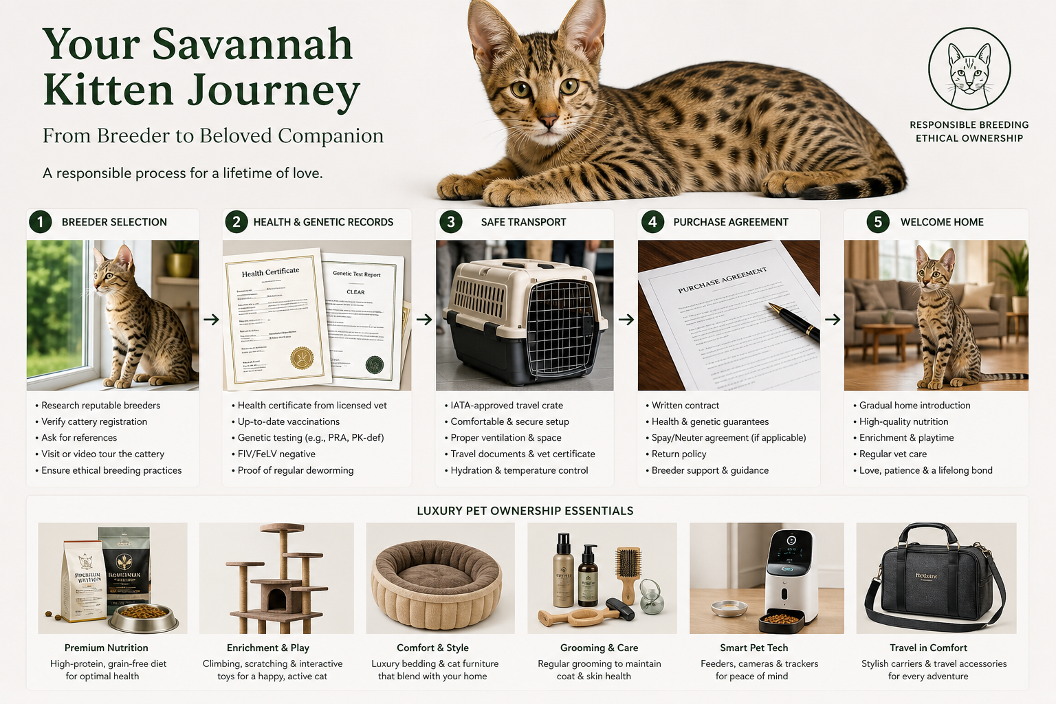 Savannah kitten purchase journey infographic
