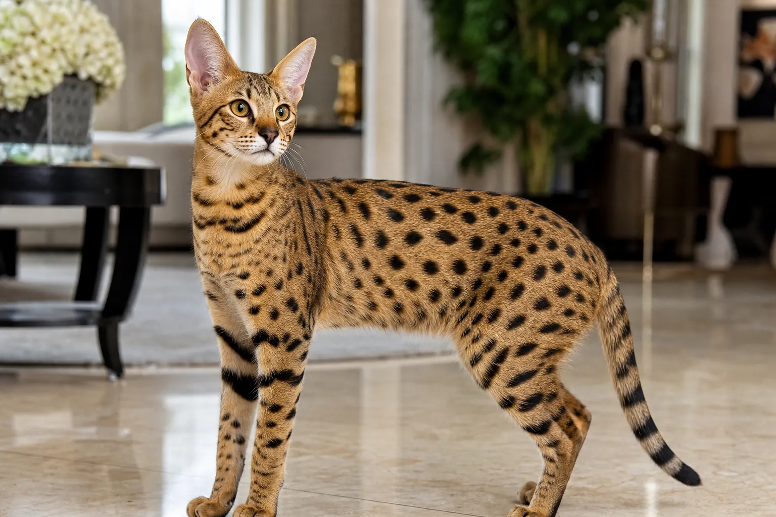 Luxury later-generation Savannah kitten with bold spotting