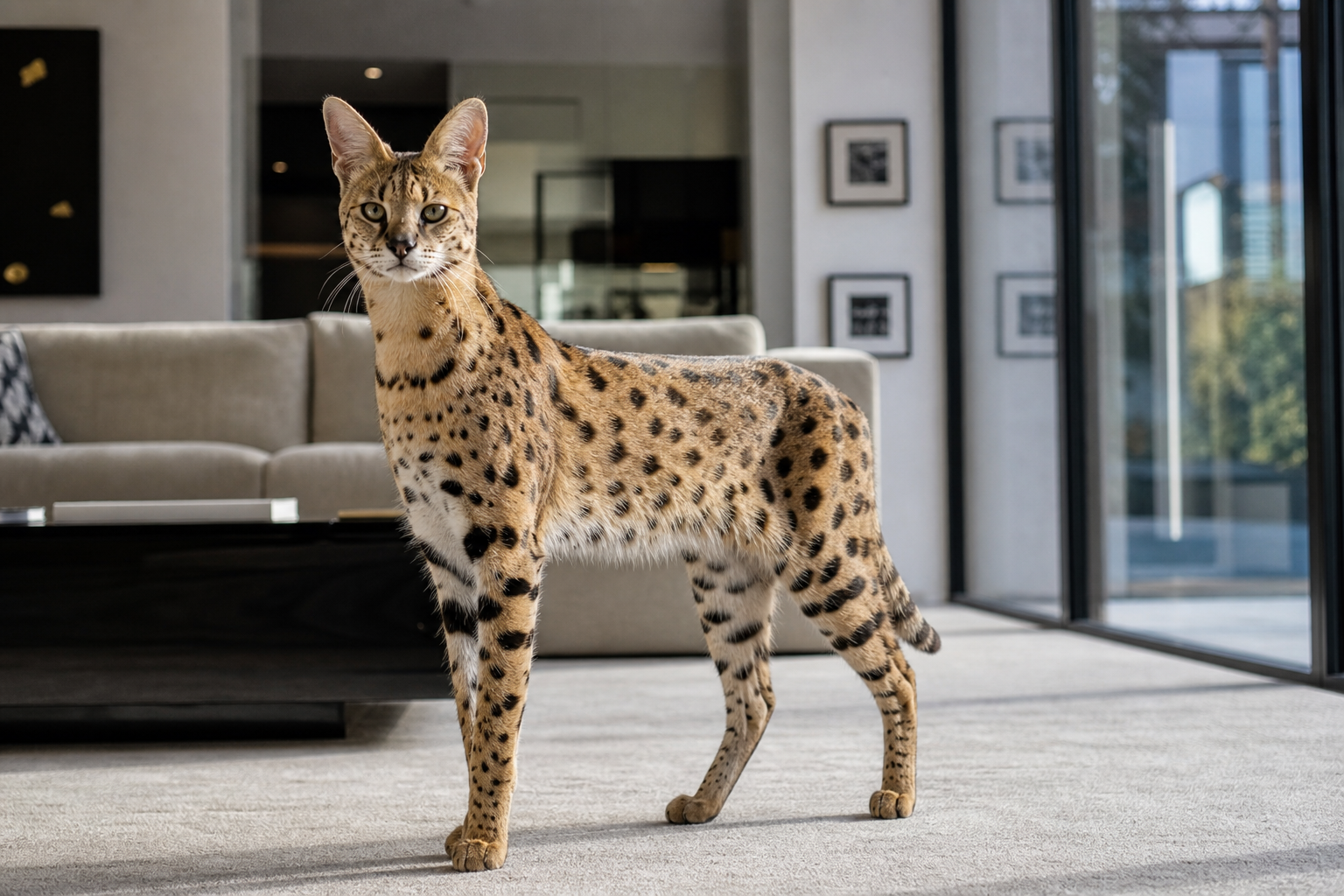 Premium Savannah cat in luxury home