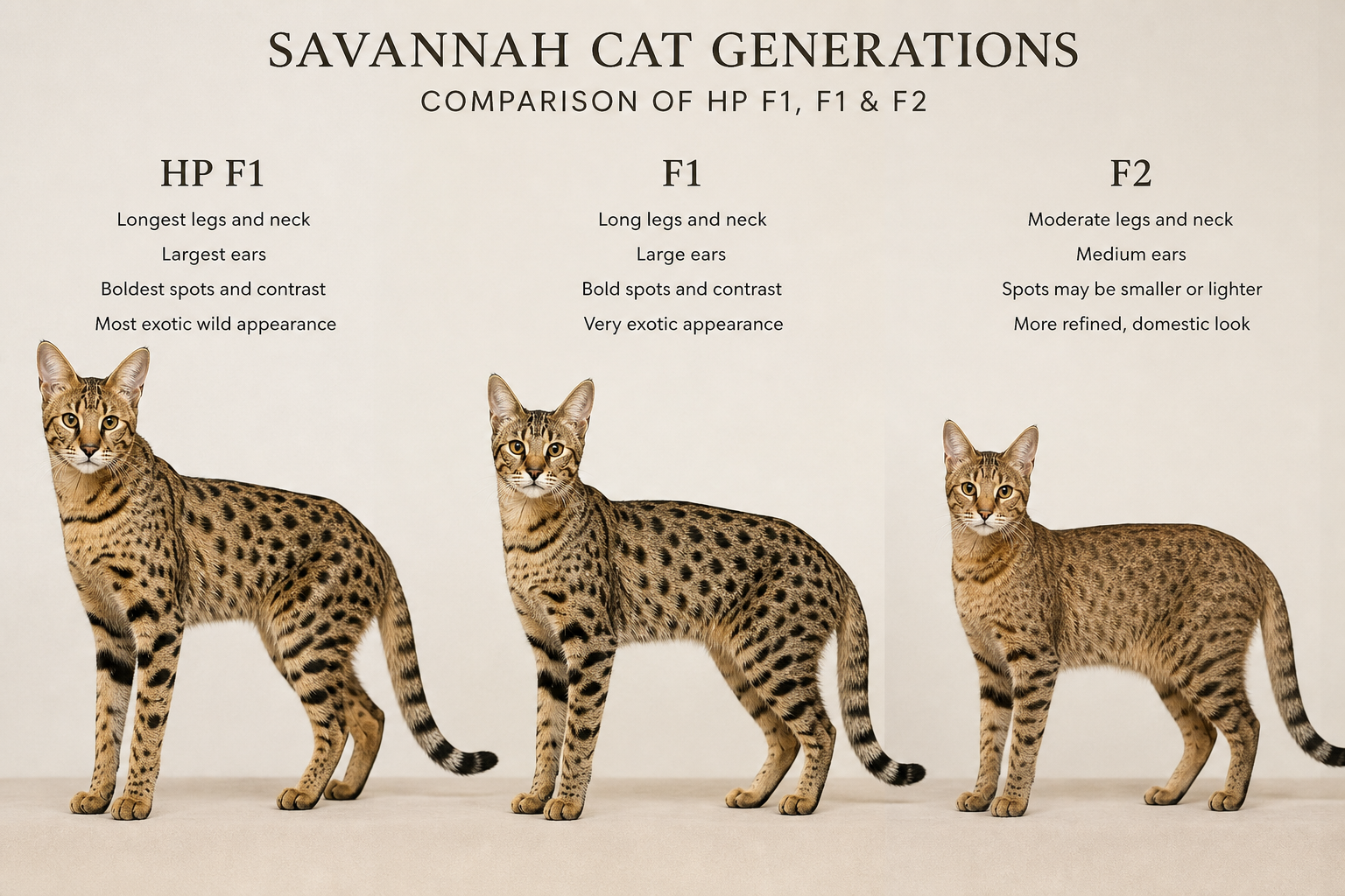 Comparison of HP F1, F1, and F2 Savannah generations